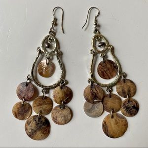 Silver & Shell Dangling Statement Earrings